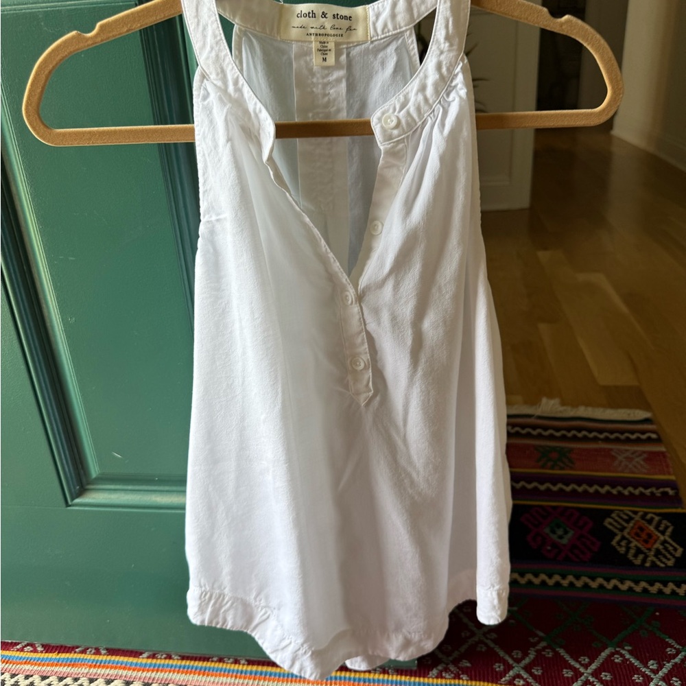 Cloth & Stone White Henley blouse